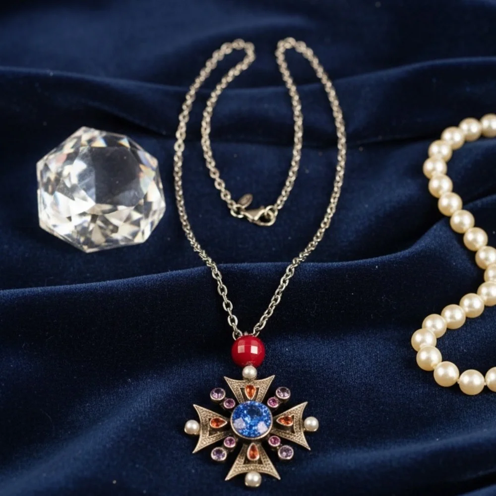 Nicky Butler Silver Pendant Necklace with Blue and Red Stones signed & stamped - Picture 6 of 7